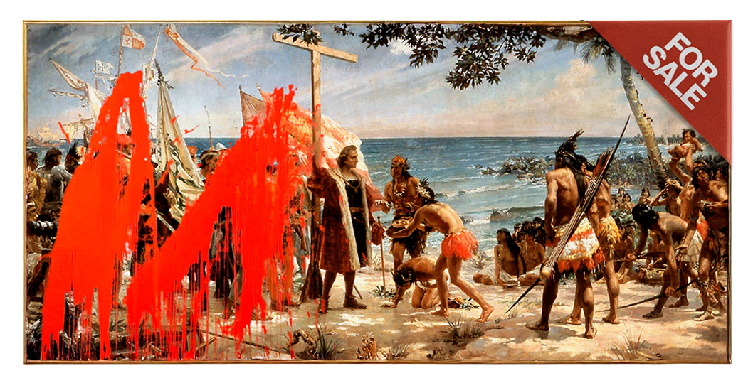 Red Biodegradable Paint on José Garnelo’s Primer Homenaje a Cristóbal Colón