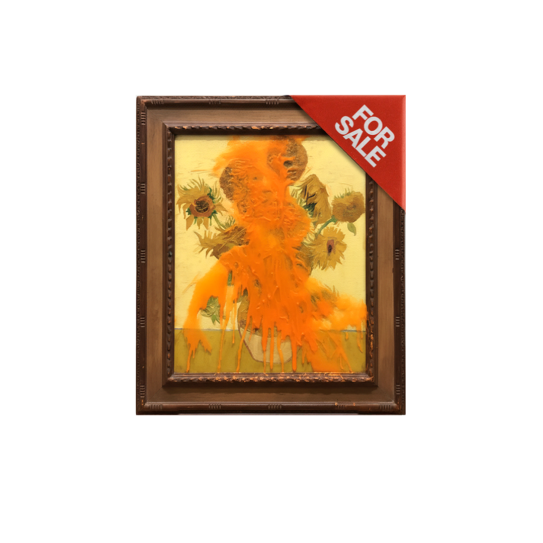 Tomato soup on Van Gogh's Sunflowers